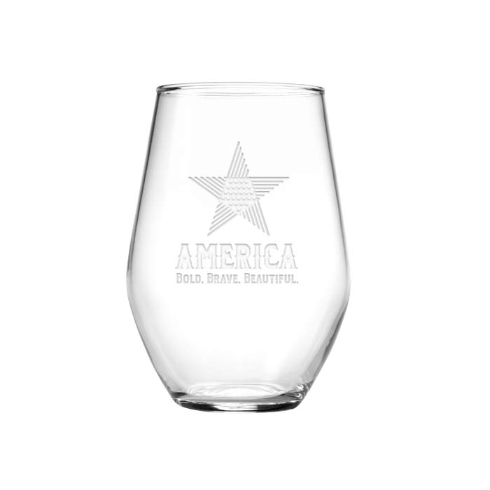 America Star Stemless Wine Glasses (Set of 4)