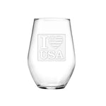 I Love USA Stemless Wine Glasses (Set of 4)