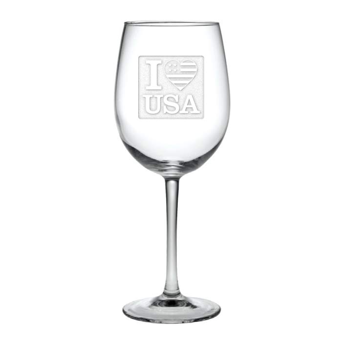I Love USA Stemmed Wine Glasses (Set of 4)