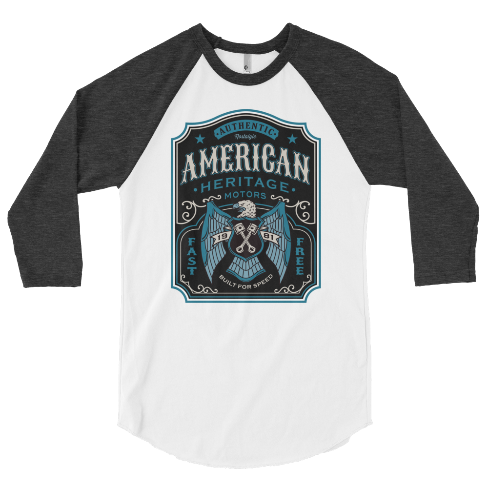 American Heritage 3/4 sleeve raglan shirt