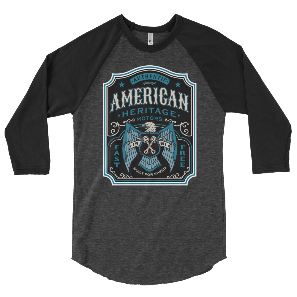 American Heritage 3/4 sleeve raglan shirt